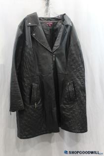 VTG Jessica London Women's Black Faux Leather Jacket SZ 20