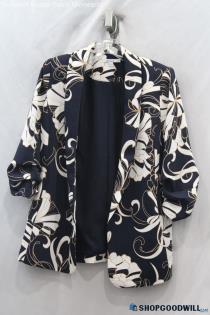 Chico's Women's Navy/White Patterned Shoulder Pad Blazer sz S/4