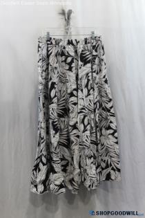 Lane Bryant Women's Black/White Tropical Print Skirt SZ 14/16