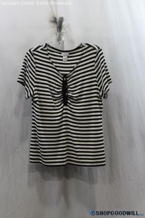 Women's Chico's Black and White Striped T-shirt - Size 2