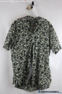 Michael Kors Men's Blue/Green Floral Slim Fit Short Sleeve Button Up SZ XXL