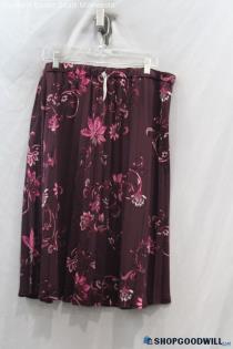 Chico's Women's Purple/Pink Floral Print Skirt - Size L