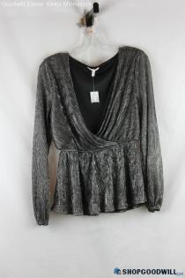 Maurices Women's Black/Gray Polyester V-Neck Blouse - Size XS