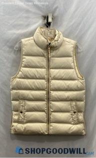 J.Crew Men's Ivory Full Zip Lightweight Puffer Vest Vest - Size S