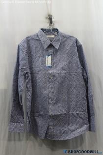 Nick Graham Mens Blue Pattern Button Up Sz L