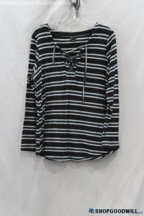 Torrid Women's Black/Multicolored Striped Textured Detail Shirt sz 14/16