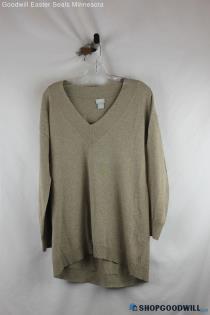 Chico's Women's Brown Cotton V-Neck Sweater - Size 4