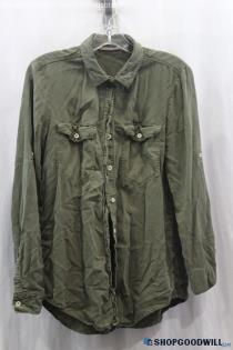 Athleta Women's Olive Green Button Up Shirt SZ S