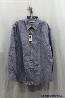 NWT Nick Graham Mens Blue Pattern Button Up Shirt Sz XL