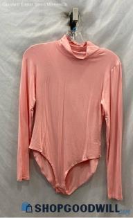 MangoPop Women's Pink Long Sleeve Mock Neck Bodysuit - Size M