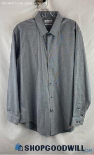 Calvin Klein Men's Gray Plaid Button Up Slim Fit Dress Shirt - Size XL