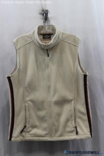 Harley Davidson Men's Beige Fleece Full Zip Sweater Vest SZ XL