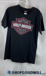 Harley-Davidson Men's Black/Pink Logo Graphic T-shirt - Size S