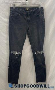 Lucky Brand Women's Black Distressed Knee Ankle Skinny Jeans - Size 4R