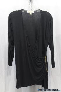 Michael Kors Womens Black Surplice Blouse Sz L