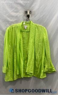 Chico's Women's Vibrant Green Lightweight Textured Open Coat - Size M