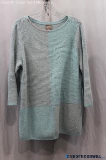 Chico's Women's Light Blue/Gray Knit Pullover Sweater SZ XL