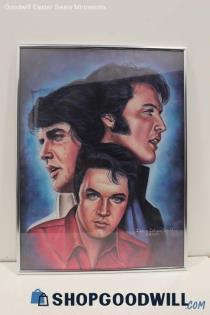 Debra Colburn Rouen Unsigned "Three Faces Of Elvis Presley" Framed Print