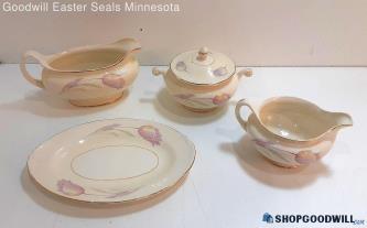 5pc Nautilus Eggshell Dinnerware Set Rose Pattern