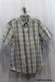 Tommy Bahama Men's Green/White Plaid Pattern Button Up Shirt SZ S