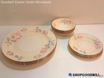 (A) 12pc Nautilus Eggshell Dinnerware Set Rose Pattern