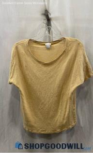 Chico's Women's Heather Tan 100% Linen Pullover T-Shirt - Sz M