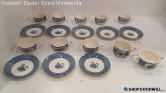 Currier & Ives 18pc Coffee Tea Cup Mug Set W/ Saucer Plates Creamer Sugar