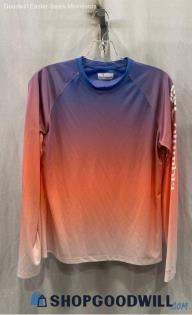 Columbia Men's Orange/Blue Ombre Tech Sweatshirt Sz M