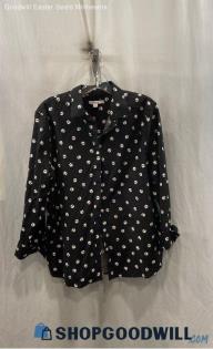 Chico's Women's Black/White Circle Print Button Up Shirt SZ 16