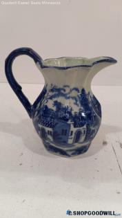 Ironside Blue & White Victorian Style Water Drink Pitcher