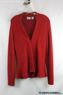 Chico's Women's Red Clasp Chevron Sweater - Size S