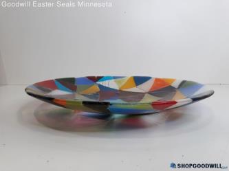 Mosaic Style Multi Color Glass 16" Round Serving Bowl