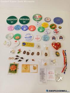 2lb Mixed Pins/Buttons Vtg 1989-92+ MN Twins Cities Christian Festivals+