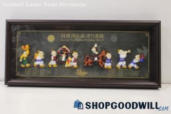 Korean Traditional Wedding March 3D Figurative Sculpture Shadow Box Art