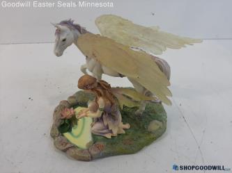 Faerie Glen Ceramic Refreshing Reflections Faerie & Winged Horse Figurine