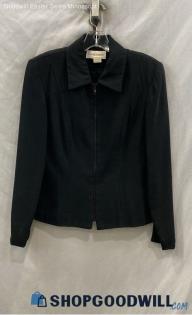 Casual Corner Women's Black Shoulder Pad Full Zip Lightweight Jacket - Sz 6