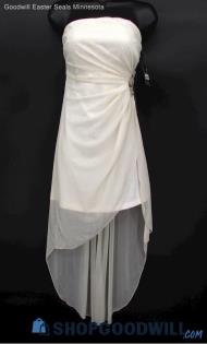 Teeze Me Juniors White Glitter Beaded Detail Strapless High Low Formal Gown SZ 9