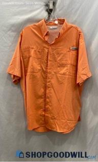 Columbia Men's Orange Short Sleeve Pocketed Button Up Shirt - Sz M