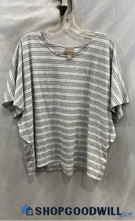 Chico's Women's White/Blue Striped Loose Sleeve T-shirt - Sz XL