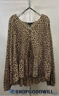 Jessica Simpson Women's Brown Leopard Print Blouse Sz 3X