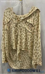 Chico's Women's White Cheetah Printed Blouse - Sz 3