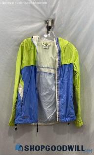 Columbia Women's Yellow/Blue Colorblock Full Zip Lightweight Windbreaker - Sz S