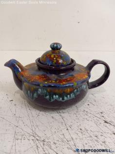 Artisan Glazed Purple Drip Ceramic Handmade Teapot