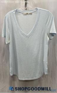 Athleta Women's Light Blue Sheer V-Cut T-Shirt - Sz M