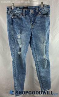 True Religion Women's Light Blue Distressed Mid Rise Skinny Jeans - Sz 29