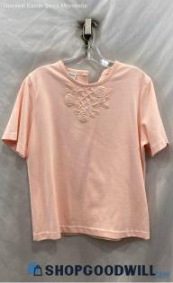 Flagg Petites Women's Pink Floral Embroidery Shirt - Sz PL