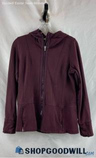 Athleta Women's Burgundy Full Zip Fleece Lined Hoodie - Sz M