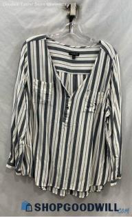 Lane Bryant Women's Gray/White Long Sleeve - Sz 18