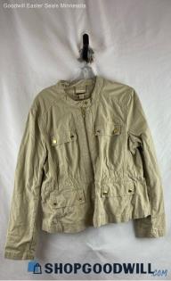 Michael Kors Women's Tan Canvas Zip Up Fashion Jacket - Sz 16