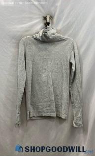 Athleta Women's Light Gray/Gray Patterned Textured Turtleneck Sweater - Sz S